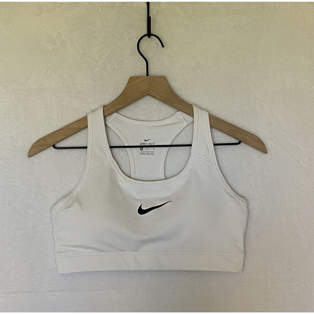 Nike Dri-FIT White Sports Bra Racerback Athletic Workout Size Medium